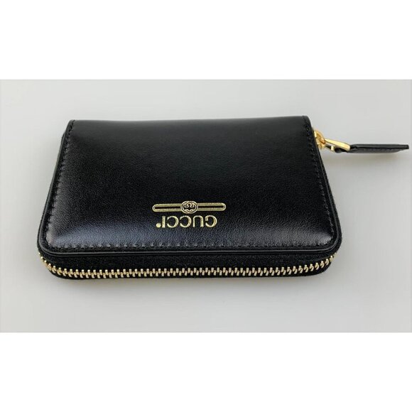 NIB Gucci zip card case wallet with gucci logo in black - Picture 6 of 10
